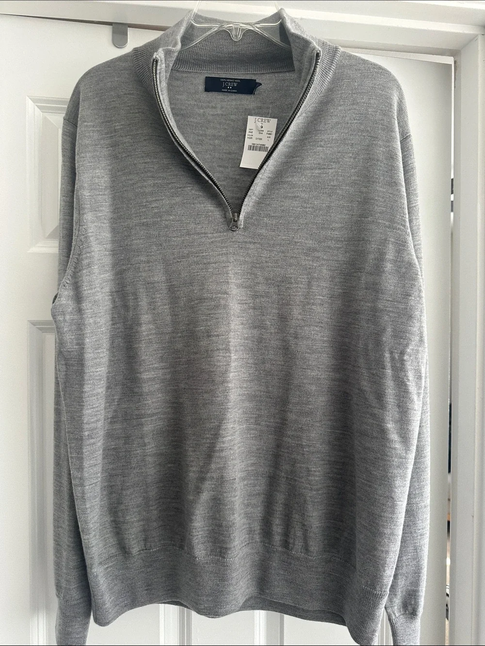 J. Crew Men's Light Gray Half-Zip Sweater